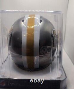 DREW BREES Autographed Flash Mini Helmet SILVER INK Beckett NEW ORLEANS SAINTS