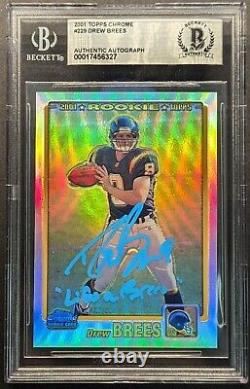 DREW BREES Rookie Auto 2001 Topps Chrome Refractor Inscribed SP/999 RC