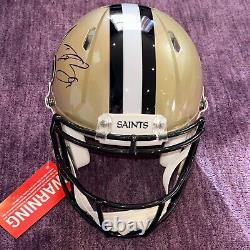 DREW BREES Signed Full-Size New Orleans SAINTS Authentic Helmet Beckett (BAS)