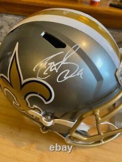 DREW BREES Signed New Orleans Saints FLASH Full Size Helmet Beckett Autograph