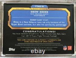 DREW BREES TRUE 1/1 white whale 3-color GAME USED autograph 2011 Topps