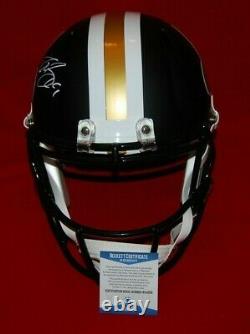 DREW BREES saints signed full size FLAT BLACK helmet Beckett GTSM Holo COA 1