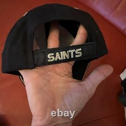 Deadstock NFL New Orleans Saints Black & Gold Embroidered Hook & Loop Dad Hat