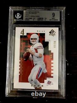 Derek Carr 2014 Sp Authentic Gold 49/99 New Orleans Saints Fresno State Rc Bgs 9