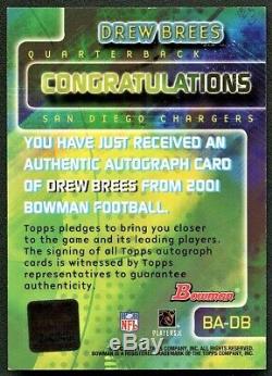 Drew Brees 2001 Bowman Certified Auto Autograph Rookie Rc Ssp Very Rare