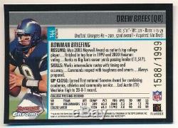 Drew Brees 2001 Bowman Chrome #144 Rc Rookie Refractor Saints Sp #1588/1999