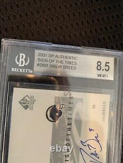 Drew Brees 2001 Upper Deck Sp Authentic Sign Of The Times Auto Rc Bgs 8.5