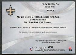 Drew Brees 2013 Topps Five Star Gold 3-color Patch Auto Autograph /40 Saints