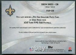 Drew Brees 2013 Topps Five Star Silver 2-color Patch Auto Autograph /75 Saints