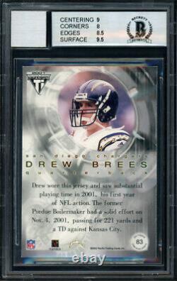 Drew Brees Autographed 2001 Pacific Jersey RC Auto 10 Card 8.5 Beckett 11078099