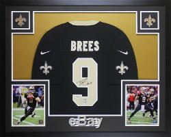 Drew Brees Autographed & Framed Black Nike Saints Jersey Auto PSA COA D16-L