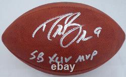 Drew Brees Autographed NFL Leather Football Saints Sb XLIV Mvp Beckett 135085