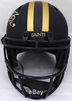 Drew Brees Autographed Saints Black Eclipse Full Size Helmet Beckett 177123