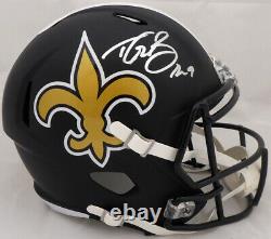 Drew Brees Autographed Saints Matte Black Full Size Speed Helmet Beckett 149105