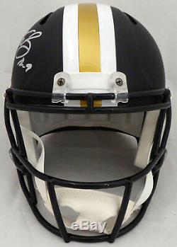 Drew Brees Autographed Saints Matte Black Full Size Speed Helmet Beckett 149105