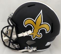 Drew Brees Autographed Saints Matte Black Full Size Speed Helmet Beckett 149105