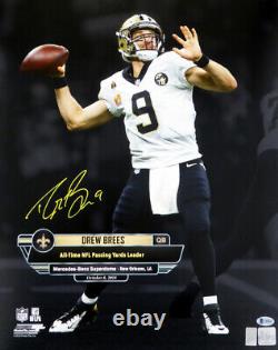 Drew Brees Autographed Signed 16x20 Photo New Orleans Saints Beckett 145150