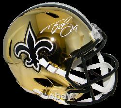 Drew Brees Autographed Signed New Orleans Saints Full Size Chrome Helmet Beckett