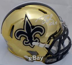 Drew Brees Autographed Signed Saints Chrome Speed Mini Helmet Beckett 144951