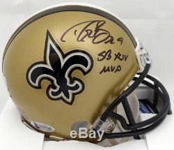 Drew Brees Autographed Signed Saints Mini Helmet Sb XLIV Mvp Beckett 145331