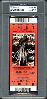 Drew Brees Autographed Super Bowl XLIV Ticket Card Saints PSA/DNA 83971802