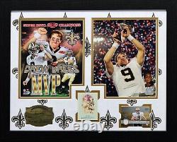 Drew Brees Game Used Jersey Card Framed Photo New Orleans Saints Super Bowl 44