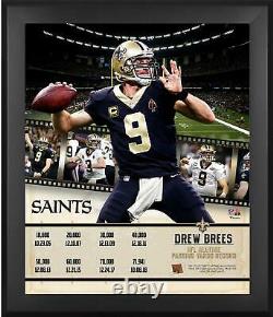 Drew Brees NO Saints Framed 20 x 24 NFL Passing Yards Record Photo & GU Ball