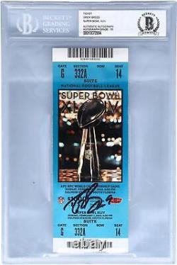 Drew Brees New Orleans Saints Autographed Super Bowl XLIV Ticket BAS Graded 10