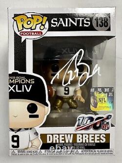 Drew Brees Signed NFL New Orleans Saints SB XLIV Funko Pop #138 2020 Beckett COA