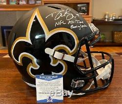 Drew Brees Signed New Orleans Saints AMP Full Size Helmet Passing Leader Beckett