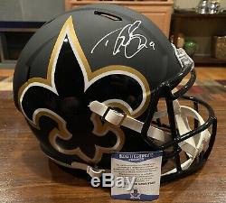 Drew Brees Signed New Orleans Saints Black AMP Full Size Helmet Beckett & GTSM