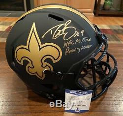 Drew Brees Signed New Orleans Saints Eclipse Helmet Passing Leader Beckett