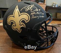 Drew Brees Signed New Orleans Saints Eclipse Helmet Passing Leader Beckett