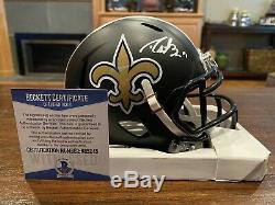 Drew Brees Signed New Orleans Saints Matte Black Mini Helmet Beckett & GTSM