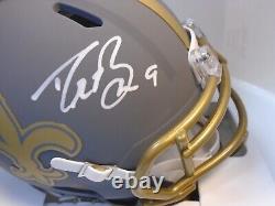 Drew Brees Signed New Orleans Saints Slate Speed Mini Helmet Beckett Auth 9