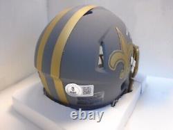 Drew Brees Signed New Orleans Saints Slate Speed Mini Helmet Beckett Auth 9