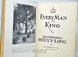 Every Man a King Huey P Long 1st Edition 1933 Autobiograpy Signed By His Wife