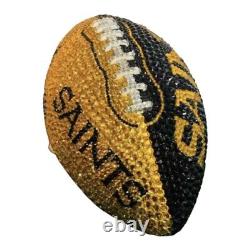 Handmade NFL New Orleans Saints Rawling Rhinestone Bling Football, Swarovski Mix