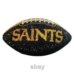 Handmade NFL New Orleans Saints Rawling Rhinestone Bling Football, Swarovski Mix