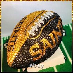 Handmade NFL New Orleans Saints Rawling Rhinestone Bling Football, Swarovski Mix
