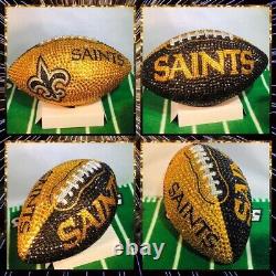 Handmade NFL New Orleans Saints Rawling Rhinestone Bling Football, Swarovski Mix