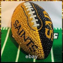 Handmade NFL New Orleans Saints Rawling Rhinestone Bling Football, Swarovski Mix