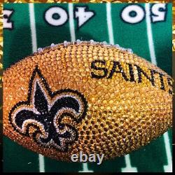 Handmade NFL New Orleans Saints Rawling Rhinestone Bling Football, Swarovski Mix