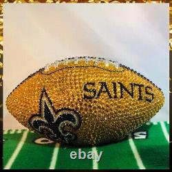 Handmade NFL New Orleans Saints Rawling Rhinestone Bling Football, Swarovski Mix