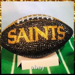 Handmade NFL New Orleans Saints Rawling Rhinestone Bling Football, Swarovski Mix