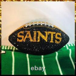 Handmade NFL New Orleans Saints Rawling Rhinestone Bling Football, Swarovski Mix