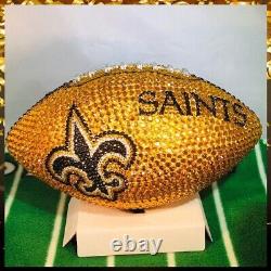 Handmade NFL New Orleans Saints Rawling Rhinestone Bling Football, Swarovski Mix