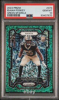 Isaiah Foskey Rookie Green Sparkle Prizm /8 PSA 10 New Orleans Saints RC SP SSP