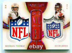 JULIO JONES/MICHAEL THOMAS 2020 Immaculate Dual NFL Logo Shield Jersey Patch 1/1