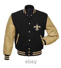 Letterman New Orleans Saints Black/Gold Varsity Jacket